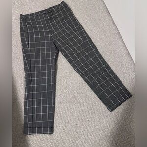 Anne Klein Black and White Plaid Ankle Pants
